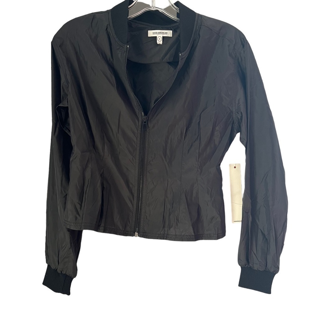 NWT Good American Light Weight Black Zipper Jacket